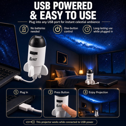 ✨BVJ® Smart Wi-Fi Rocket Star Projector Night Light—💝Create a magical galaxy, ocean, and starry-sky atmosphere for bedrooms, kids’ rooms, and relaxing nights.